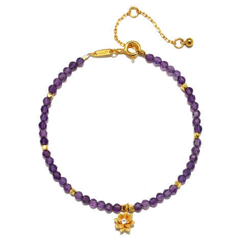 Satya | Amethyst Lotus February Birthstone Bracelet