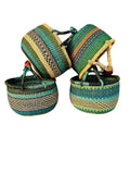 The African Home Goods | Medium Bolga Market Basket w/ Leather Wrapped Handle