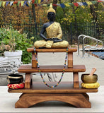 LUNGTA | Premium Solid Wood Hand Carved Personal Shrine Altar Meditation Table