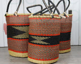 Big Blue Moma | Tall Laundry Basket - Warm Reds & Black