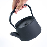 Modern Straight Edge Design Black 33oz Cast Iron Tea Pot