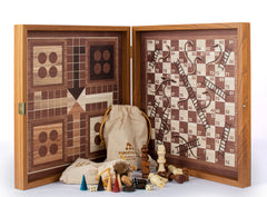 Manopoulos | Classic Style 4-in-1 Game Set: Chess, Backgammon, Ludo & Snakes