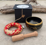 LUNGTA | Tibetan Complete Singing Bowl Gift Box Set Om Etched Bowl