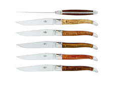 Forge De Laguiole | Assorted Precious Wood Traditional Table Knives, Set of 6