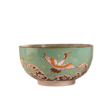 Japanese Crane Bowl w/ Chopsticks, Spoon, Lid and Trivet Set