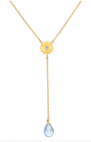 Satya | Speak with Strength Chakra Blue Topaz Lariat Necklace