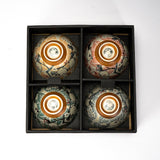 4 Piece Rice Bowl Set Japanese Bird Design Assorted Color