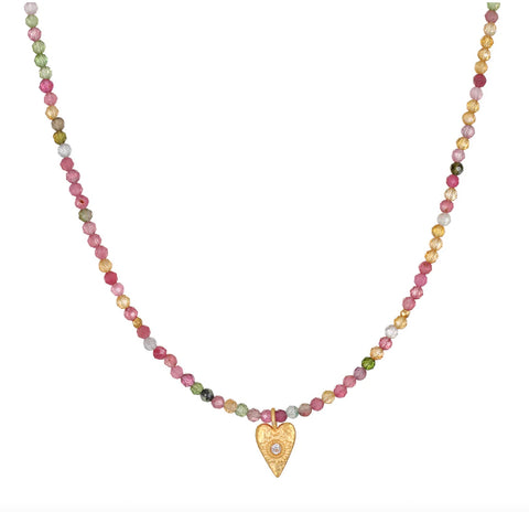 Satya | Aligned with Love Pink Tourmaline Heart Choker Necklace