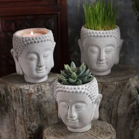 Vagabond Vintage | Cement Buddha Head Planter