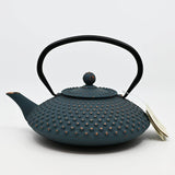 Teal Blue Hobnail Design 42oz Cast Iron Tea Pot