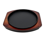 Cast Iron Steak Plate Round With Wooden Trivet