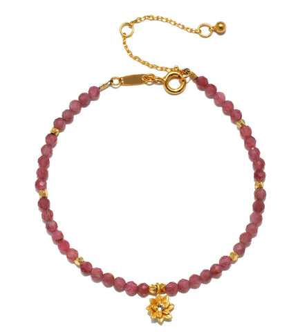 Satya | Pink Tourmaline Lotus October Birthstone Bracelet