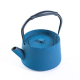 Modern Straight Edge Design Blue 33oz Cast Iron Tea Pot