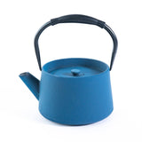 Modern Straight Edge Design Blue 33oz Cast Iron Tea Pot