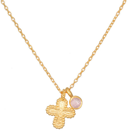 Satya | Compassionate Faith Rose Quartz Cross Necklace
