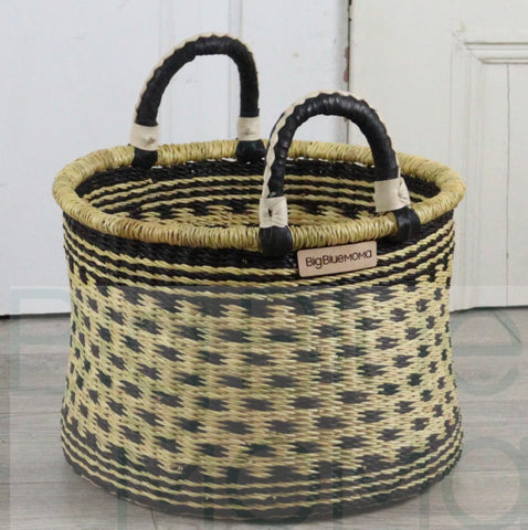 Big Blue Moma | Short Laundry Basket - Gingham Checks