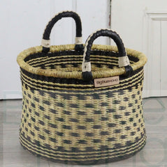 Big Blue Moma | Short Laundry Basket - Gingham Checks