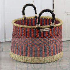 Big Blue Moma | Short Laundry Basket - Red & Blue Checks