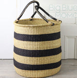 Big Blue Moma | Tall Laundry Basket - Navy & Natural Stripes
