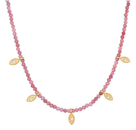 Satya | Transformed by Healing Rhodonite Lotus Petal Choker Necklace