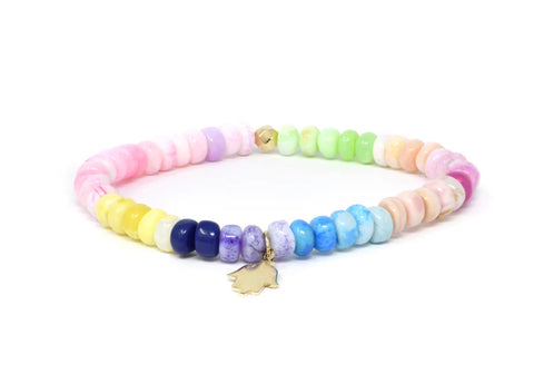 Anzie | Bohème Gold Haamsa Charm Multicolor Opal Bracelet