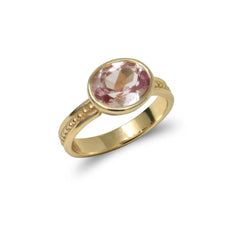 Anzie | Classique Oval Dew Drop Band Ring 14k Peach Sapphire