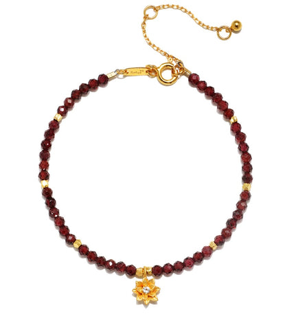 Satya | Red Garnet Lotus January Birthstone Bracelet