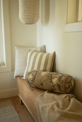 Indaba | Suzani Embroidered Kantha Bolster, Beige