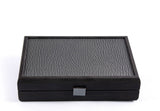 Manopoulos | Luxury Dominoes Set in Dark Grey Leatherette with Wooden Case
