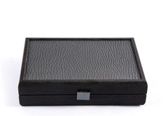 Manopoulos | Luxury Dominoes Set in Dark Grey Leatherette with Wooden Case