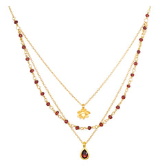 Satya | Embrace Change Garnet Lotus Triple Necklace