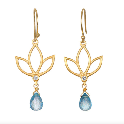 Satya | Ignite Renewal Blue Topaz Lotus Drop Earrings