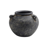Bacon Baskeware |  Black Terracotta round vase with handles