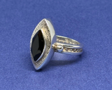 John Blair | Black Onyx marquise silver ring
