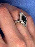 John Blair | Black Onyx marquise silver ring