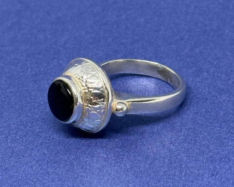 John Blair | Round Black Onyx silver ring