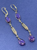 John Blair | Amethyst long silver earrings