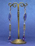 John Blair | Amethyst long silver earrings