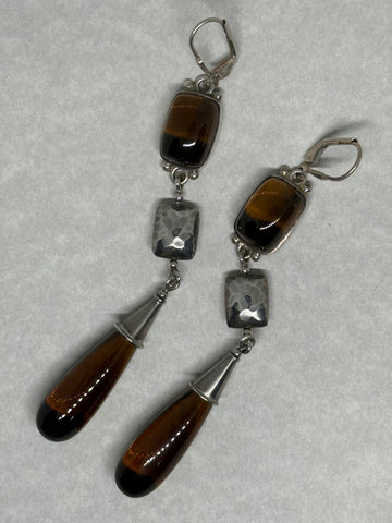 John Blair | Cognac Quartz silver earrings