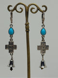 John Blair | Turquoise silver cross drop earrings
