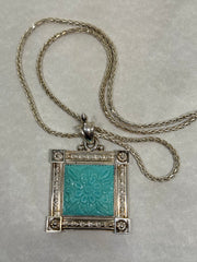 John Blair | Carved turquoise silver necklace