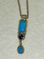 John Blair | Amethyst and turquoise silver necklace