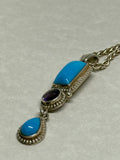 John Blair | Amethyst and turquoise silver necklace