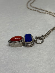 John Blair | Coral and Lapis silver necklace
