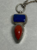 John Blair | Coral and Lapis silver necklace