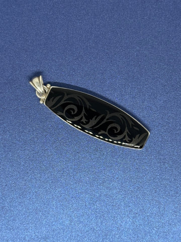 John Blair | Sandblasted black onyx silver pentant