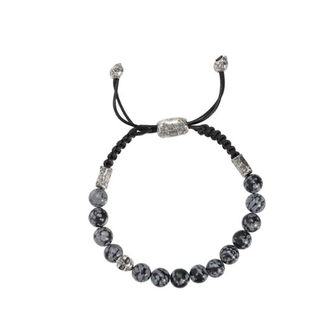 Gurhan | Cabochon Obsidian Beads & Silver Bracelet