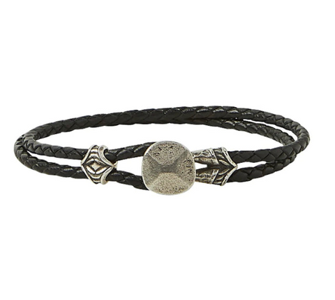 Gurhan | Double Stand Leather & Silver Bracelet