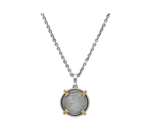 John Varvatos Sterling Silver Buffalo Nickel Coin Necklace