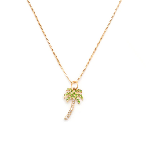 Leah Alexandra | Palm Tree Necklace - Gold & CZ